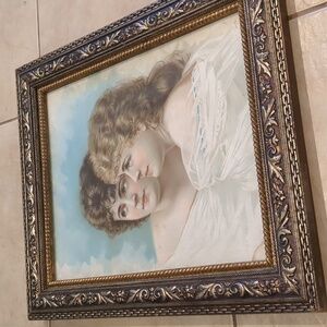 Antique J. Ottmann N.Y. Litograph Company Framed Art of Girls